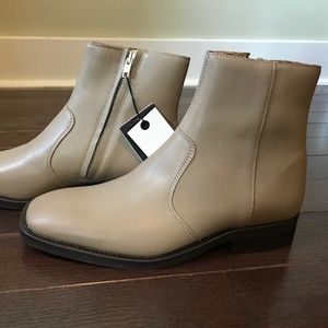 Zara Men's Cream / Tan Ankle Leather Boots